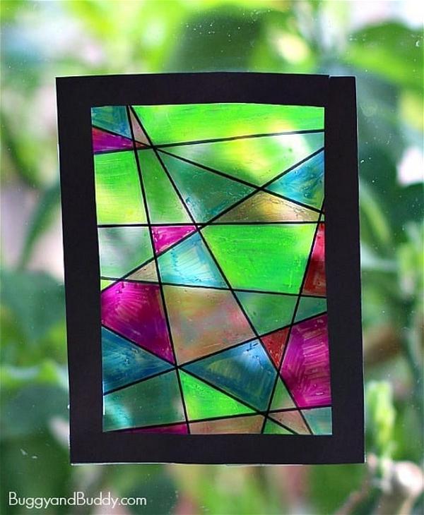 Faux Stained Glass Suncatcher Craft For Kids