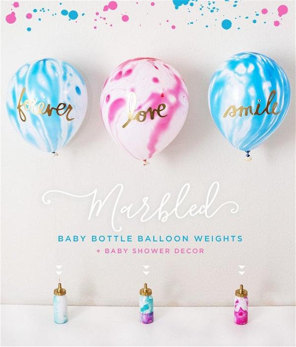 Marbled Baby Shower Balloon Weights + Centerpiece