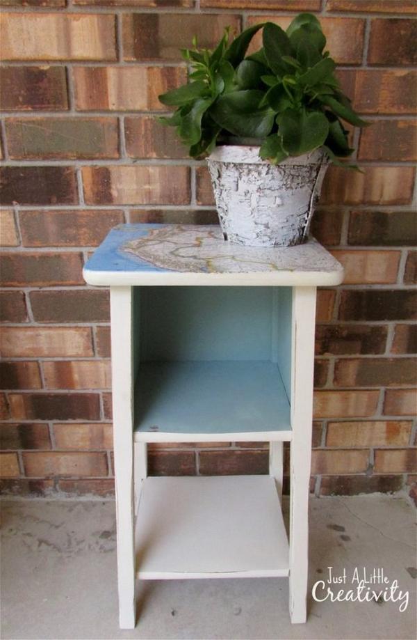 Mod Podge Map- Accent Table Before & After Makeover