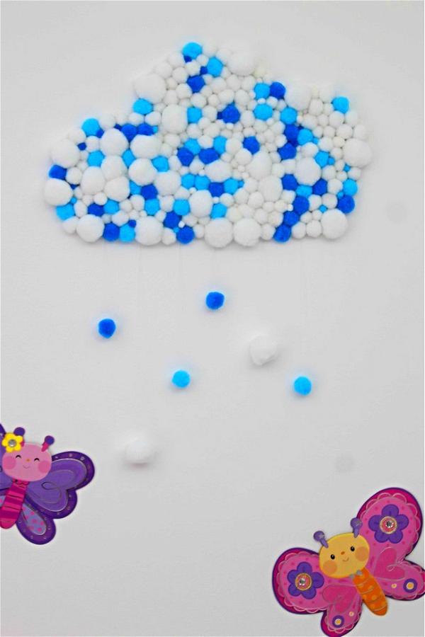 Pom Pom Cloud Wall Decor Idea