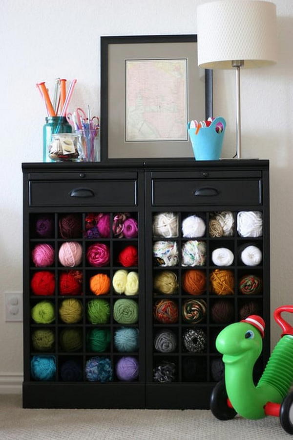 Wine Rack As Yarn Storage