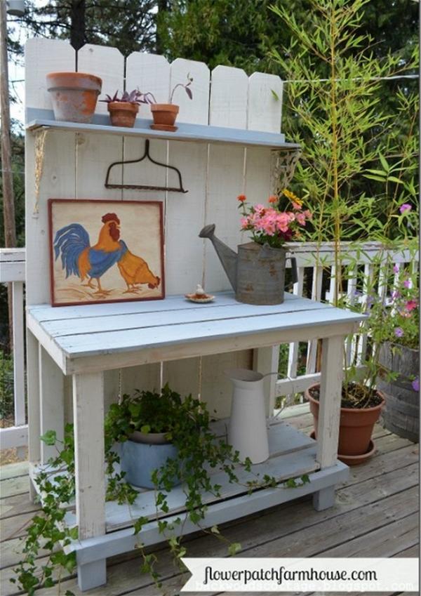 DIY Farmhouse Cottage Potting Bench