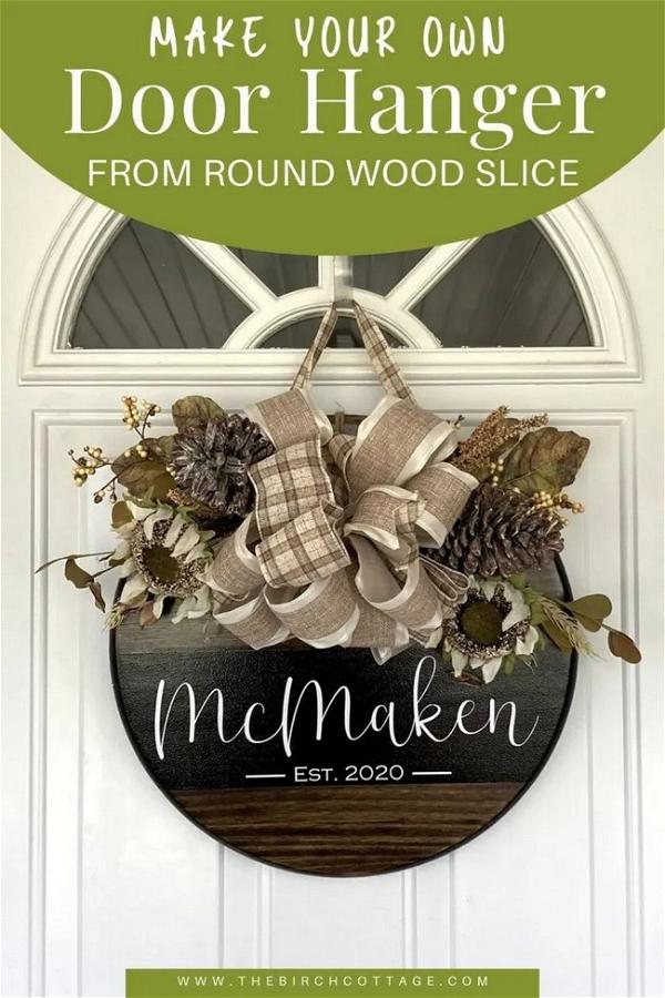 DIY Round Wooden Door Hanger With Your Cricut