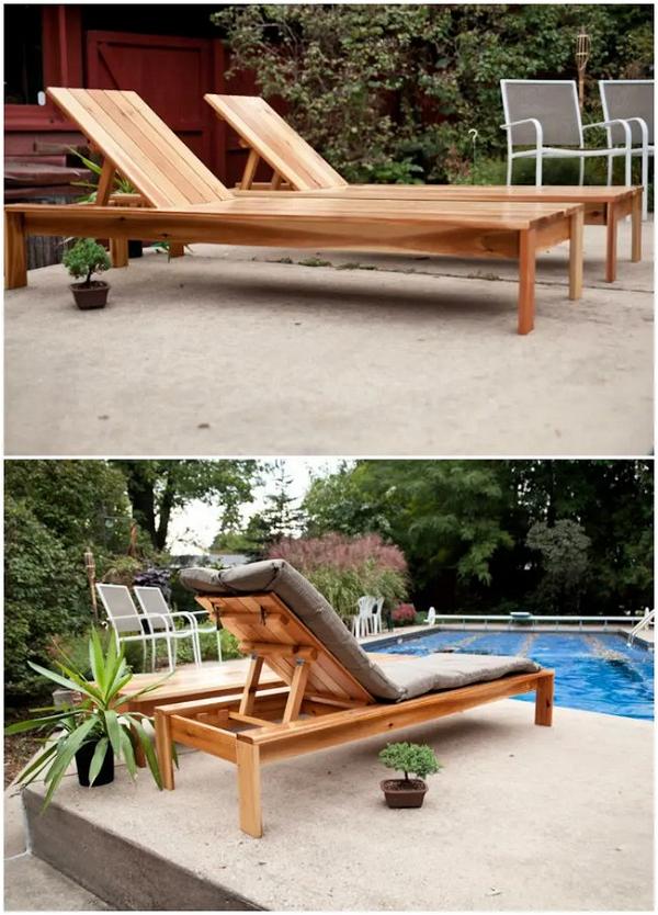 Modern Single Outdoor Chaise Lounge