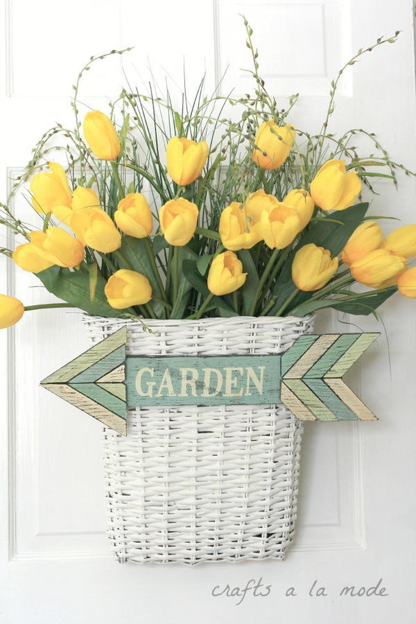 Yellow Tulip Door Decor