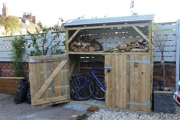 DIY Bike Shed with Log Store