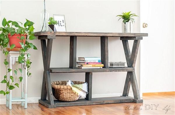 DIY Rustic X Leg Console Table With Plan