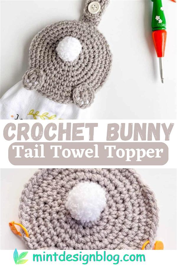 Crochet Bunny Tail Towel Topper
