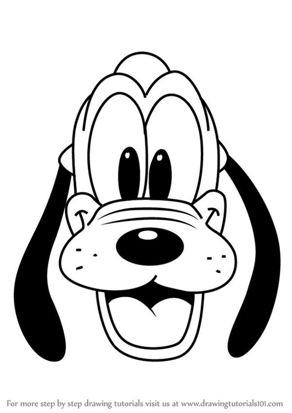 How To Draw Pluto Face From Mickey Mouse Clubhouse
