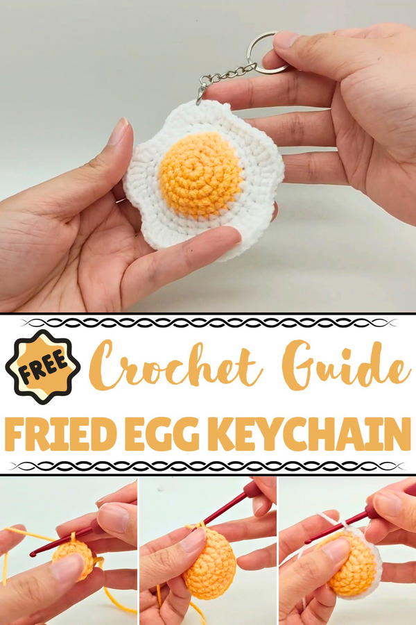 Crochet Fried Egg Keychain Pattern