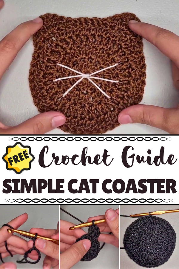Crochet Simple Cat Coaster Pattern