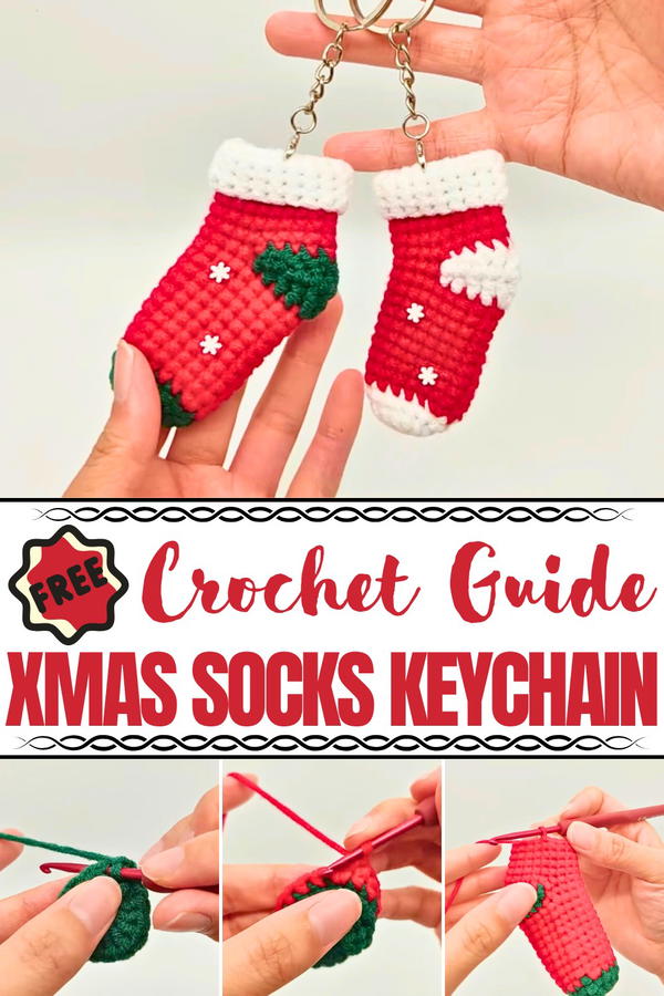 Crochet Xmas Socks Keychain Pattern