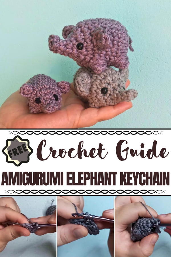 Crochet Amigurumi Elephant Keychain Pattern