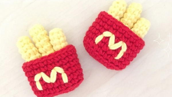 Crochet Amigurumi French Fries Keychain Pattern