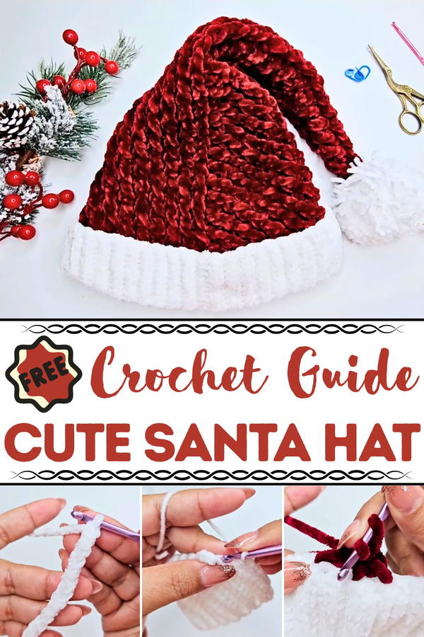 Crochet Cute Santa Hat Pattern