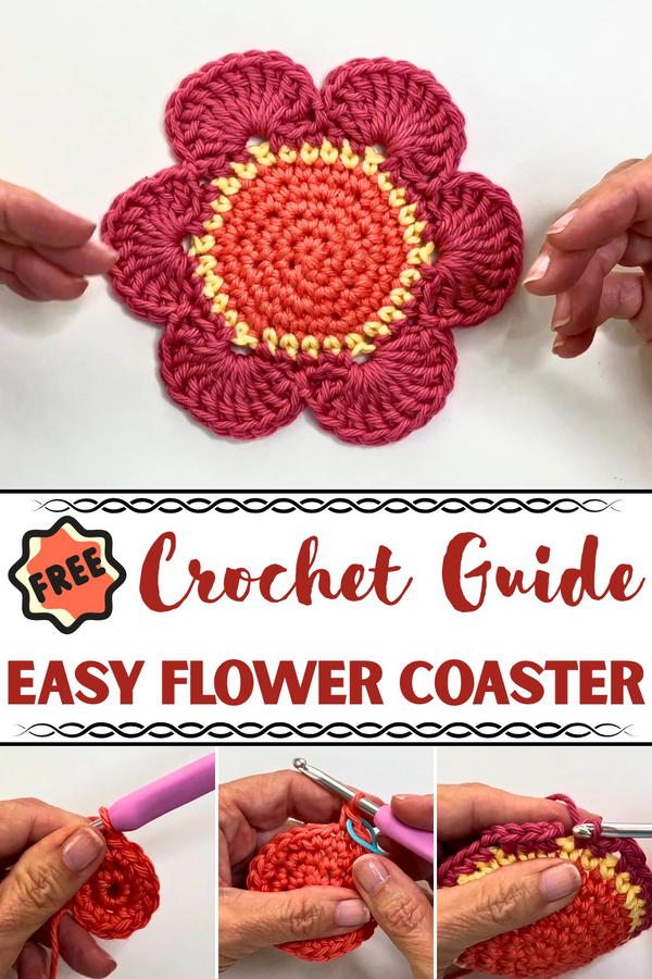 Crochet Easy Flower Coaster Pattern