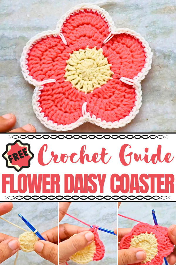 Crochet Flower Daisy Coaster Pattern