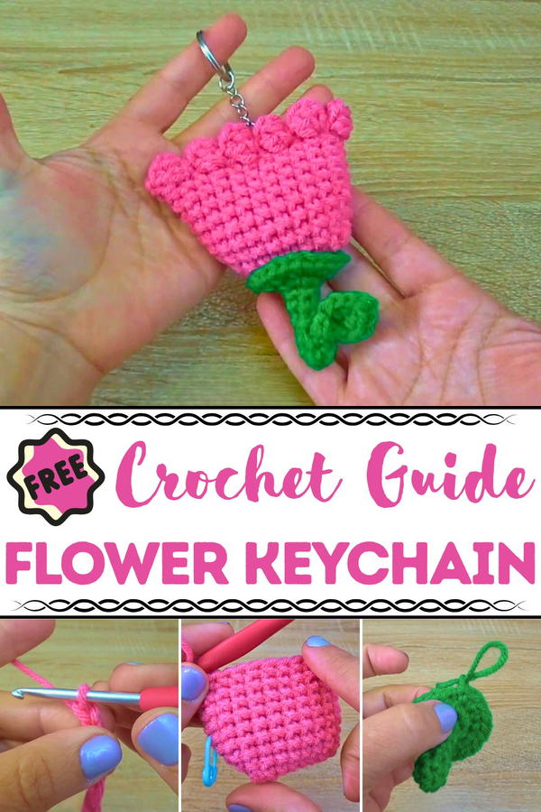 Crochet Flower Keychain Pattern