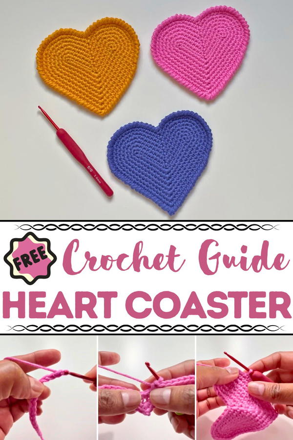 Crochet Heart Coaster Pattern