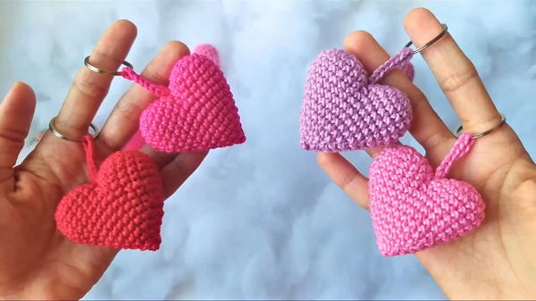 Crochet Heart Keychain Pattern