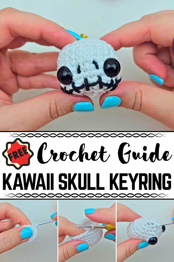 Crochet Kawaii Skull Keyring Pattern
