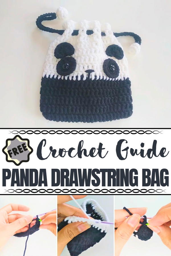 Crochet Panda Drawstring Bag Pattern