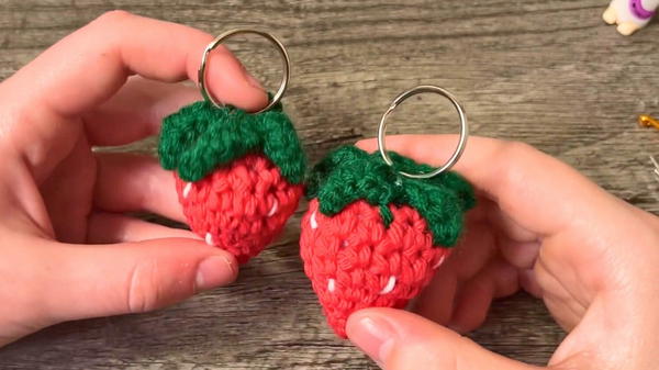 Crochet Strawberry Keychain Pattern