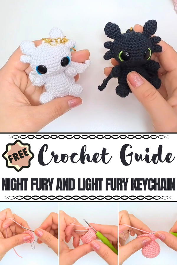 Night Fury And Light Fury Crochet Keychain Pattern