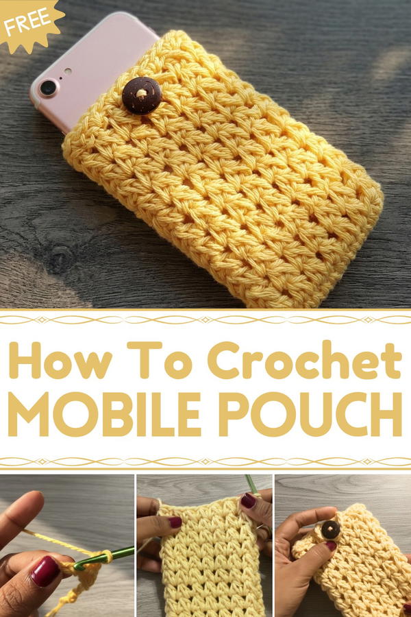 How to crochet mobile pouch cover 7