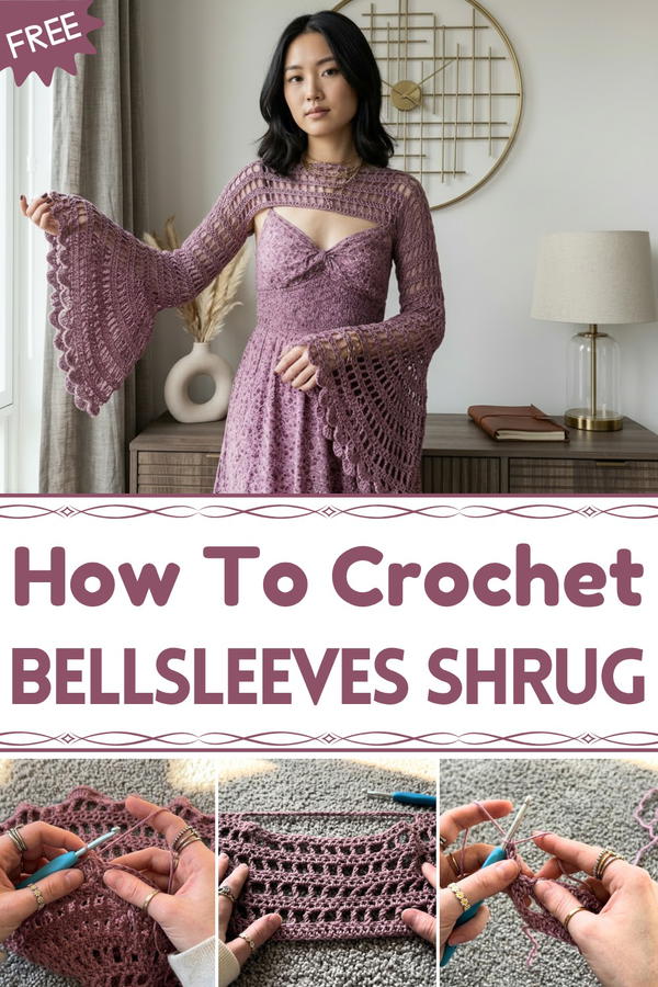 Crochet bellsleevesshrug tutorial✨ Olivia shrug 9