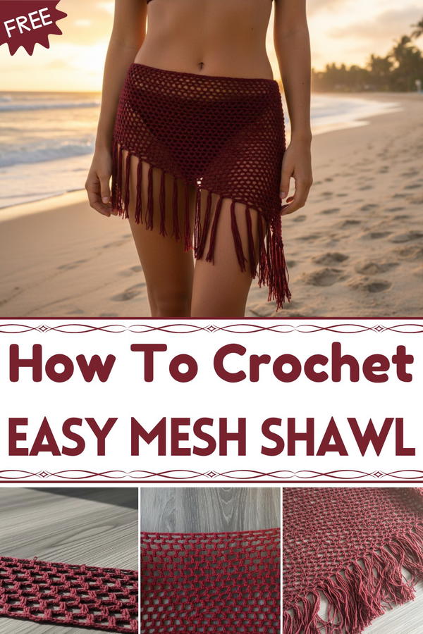 Crochet mesh shawl tutorial 7