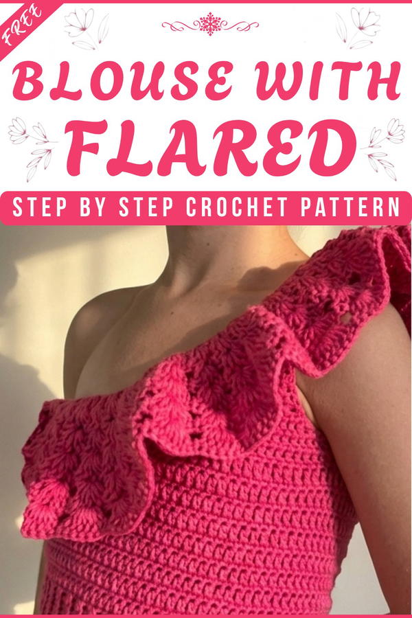Crocheted girl's blouse with a flared 1