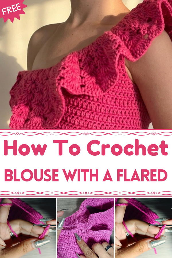 Crocheted girl's blouse with a flared 1