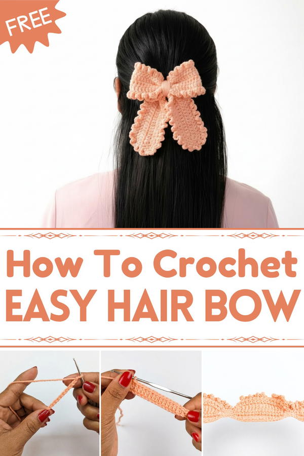 Crochet Hair Bow 🎀 Tutorial cute and Aesthetic crochet Bow Tutoria 1