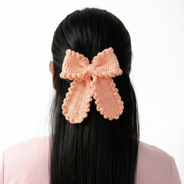 Crochet Hair Bow 🎀 Tutorial cute and Aesthetic crochet Bow Tutoria 8