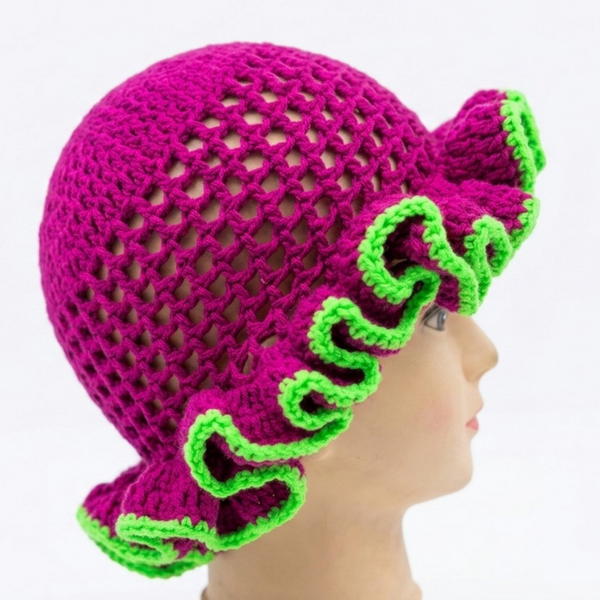 Crochet Mesh Rufflehat TutorialHow To Crochet A Mesh Hat For Beginners 10