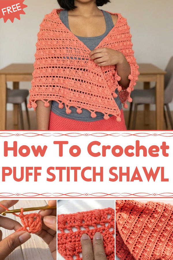 Crochet Puff Stitch Shawl 1