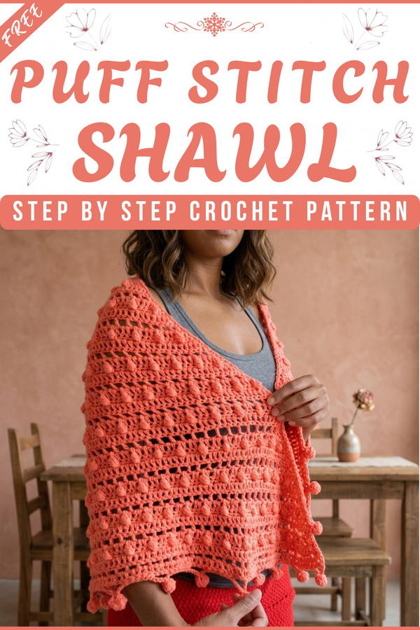 Crochet Puff Stitch Shawl 7