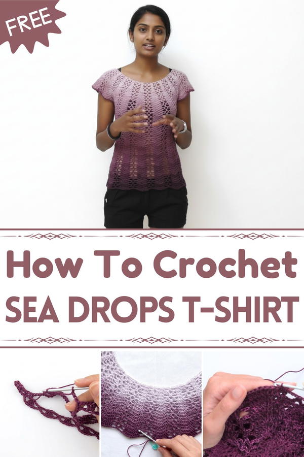 Crochet Sea Drops T-Shirt Tutorial 1