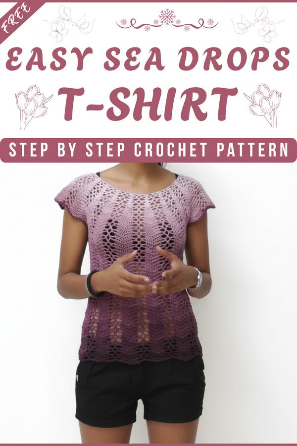 Crochet Sea Drops T-Shirt Tutorial 7