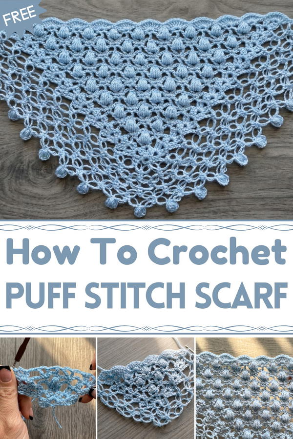 Crochet super easy puff stitch scarf 1