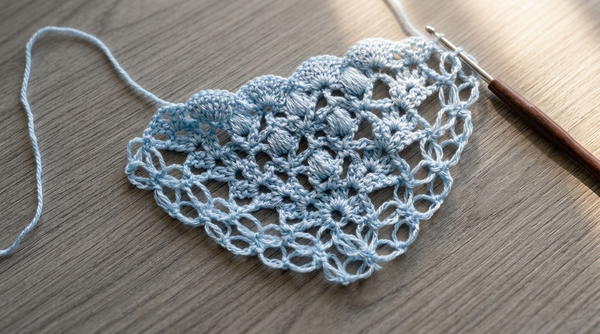 Crochet super easy puff stitch scarf 5