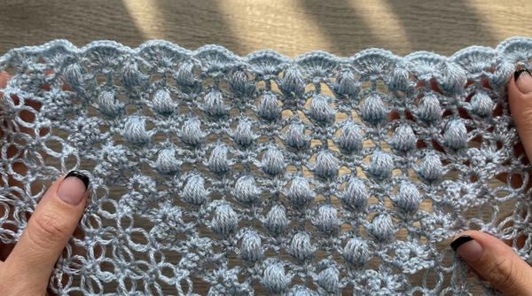 Crochet super easy puff stitch scarf 6