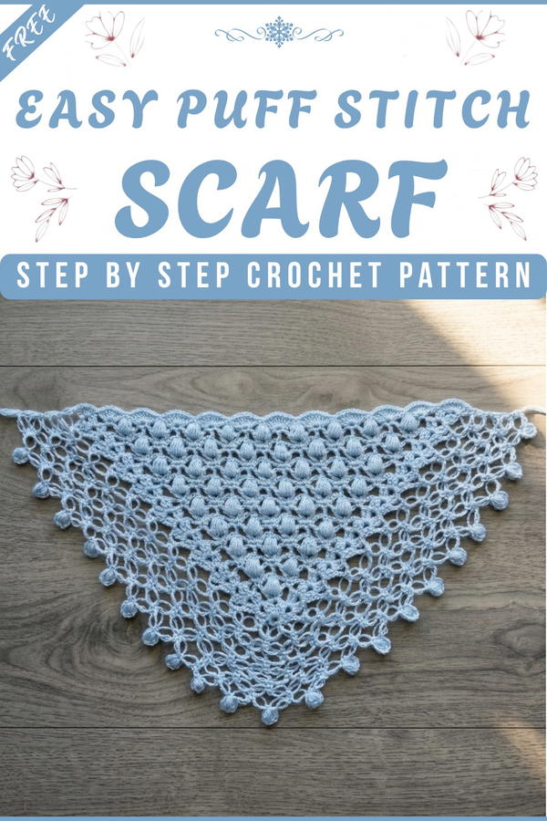 Crochet super easy puff stitch scarf 7