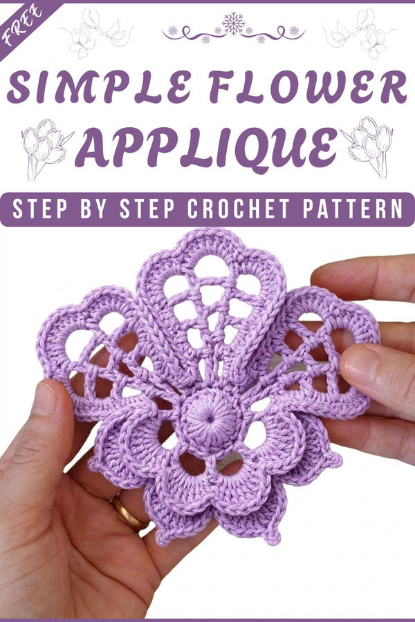 Crocheted flower for appliqué. By Fabiana Blusas Crochê 7