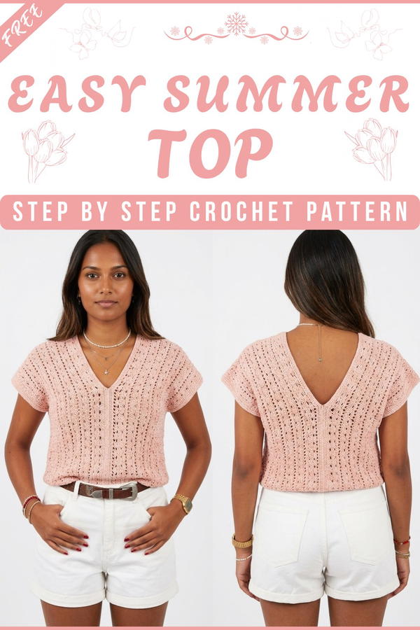 EASY CROCHET TUTORIAL Beginner Summer Top Adjustable Size XS to X 7