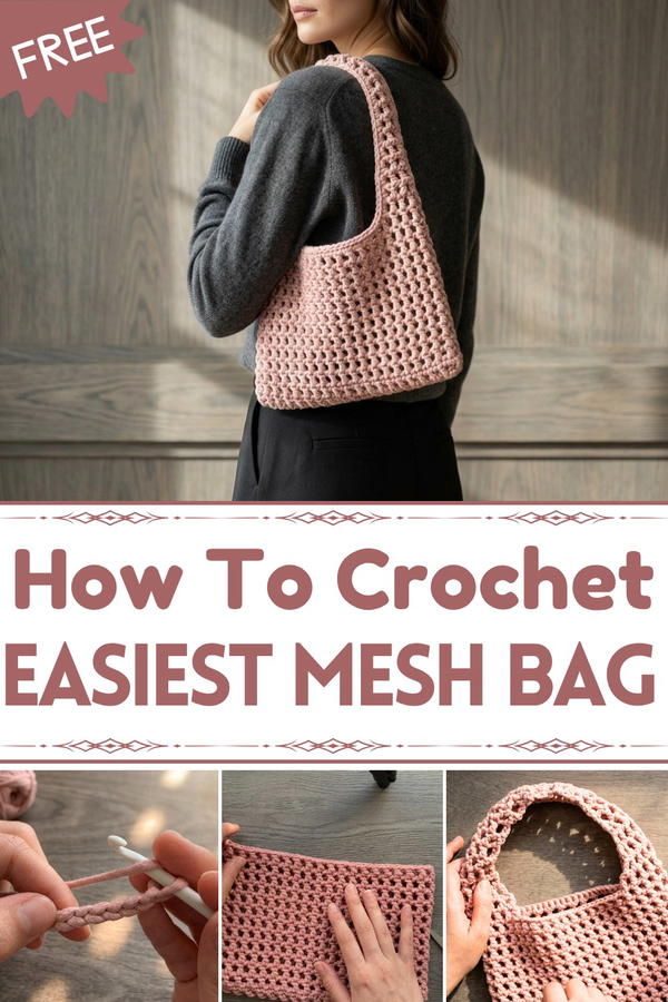 Easiest crochet mesh bag tutorial beginner friendly (crochet net bag) 1