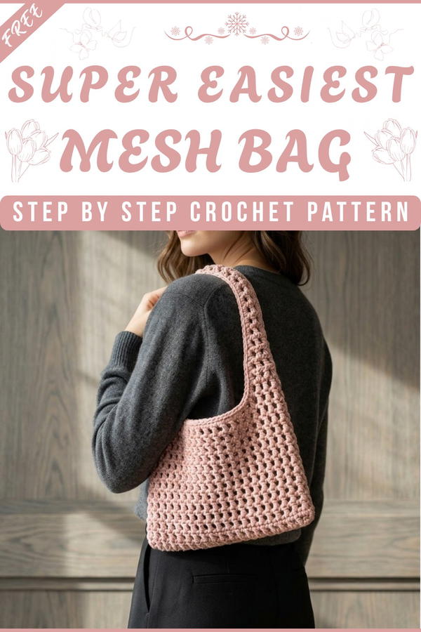 Easiest crochet mesh bag tutorial beginner friendly (crochet net bag) 8