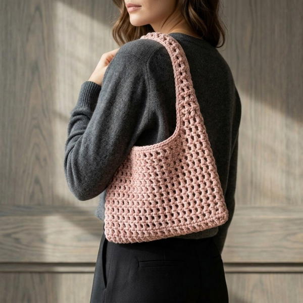 Easiest crochet mesh bag tutorial beginner friendly (crochet net bag) 9