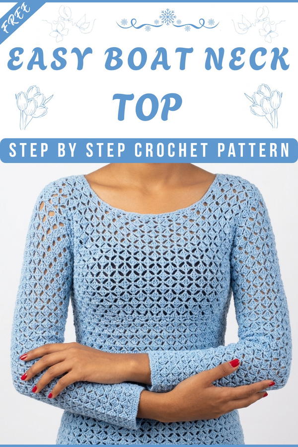 How To Crochet a Boat Neck Top Nova Top Tutorial + Free Written Pattern 8
